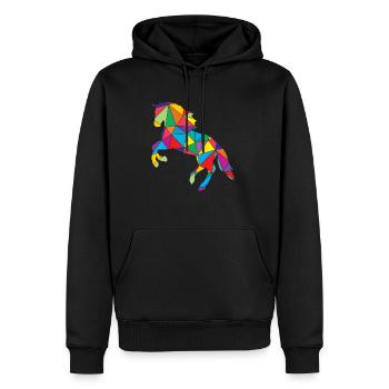 Low Poly Horse Géométrie Polygone Cheval - Sweat à capuche Premium bio Homme - noir - Devant - Nico (187cm)