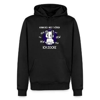 Kann Dich Nicht Hören Ich Zocke Gamer Katze - Männer Premium Bio Hoodie - Schwarz - Vorne - Nico (187cm)