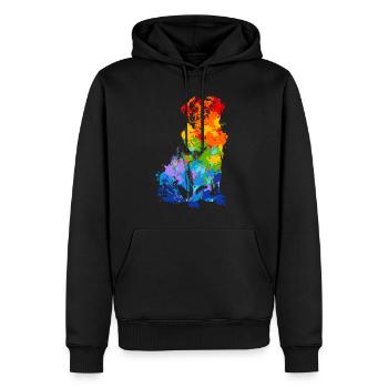 Pug Splash Art Dog - Men’s Premium Organic Hoodie - black - Front - Nico (187cm)