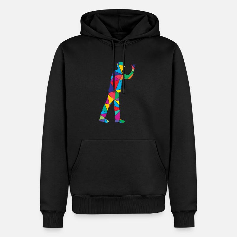 Joueur de fléchettes Polygone Drôles de fléchettes - Sweat à capuche Premium bio Homme - noir