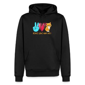 Peace Love Cats Peace Sign - Männer Premium Bio Hoodie - Schwarz - Vorne - Nico (187cm)