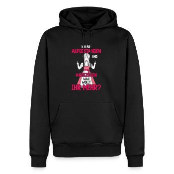 Bin aufgestanden und angezogen was wollt ihr mehr - Männer Premium Bio Hoodie - Schwarz - Vorne - Nico (187cm)