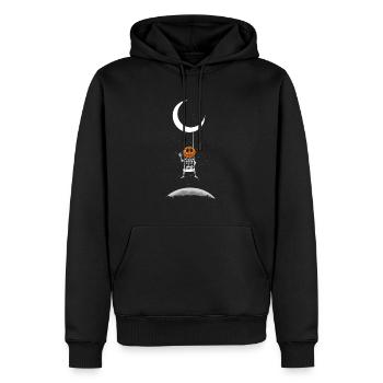 Kürbis Skelett auf Mond Schaukel Halloween Kostüm - Männer Premium Bio Hoodie - Schwarz - Vorne - Nico (187cm)