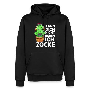 Kann Dich Nicht Hören Ich Zocke Gamer Kaktus - Männer Premium Bio Hoodie - Schwarz - Vorne - Nico (187cm)