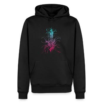 Vaporwave Ananas Hawaii Sommer Tropische Früchte - Männer Premium Bio Hoodie - Schwarz - Vorne - Nico (187cm)