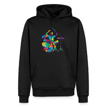 Tambour polygonal musical bas - Sweat à capuche Premium bio Homme - noir - Devant - Nico (187cm)