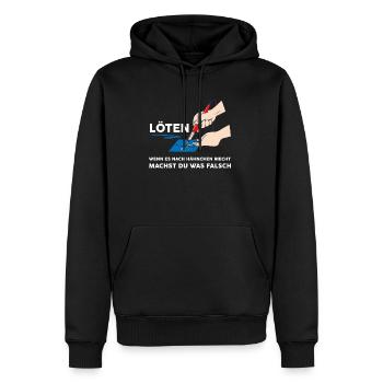 Löten Wenn Es Nach Hähnchen Riecht - Männer Premium Bio Hoodie - Schwarz - Vorne - Nico (187cm)
