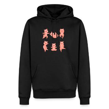 Yoga Schwein Meditation Schweinchen macht Yoga - Männer Premium Bio Hoodie - Schwarz - Vorne - Nico (187cm)