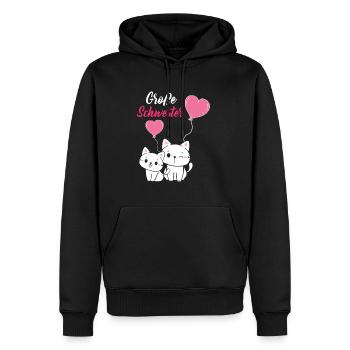 Große Schwester 2023 Katzen Ballon Herz - Männer Premium Bio Hoodie - Schwarz - Vorne - Nico (187cm)