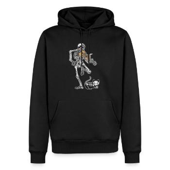 Skeleton Violin Cat - Männer Premium Bio Hoodie - Schwarz - Vorne - Nico (187cm)