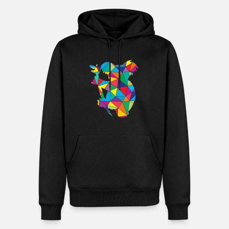 Koala Polygone Animal Sauvage - Sweat à capuche Premium bio Homme - noir