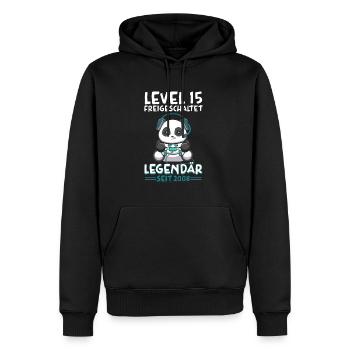 Level 15 Jahre Geburtstagsshirt Panda Gamer - Männer Premium Bio Hoodie - Schwarz - Vorne - Nico (187cm)