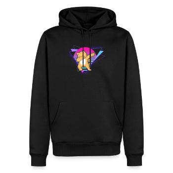 Chat Vaporwave - Sweat à capuche Premium bio Homme - noir - Devant - Nico (187cm)