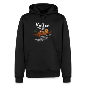 Kaffee erreicht Stellen Motivation Spruch Faultier - Männer Premium Bio Hoodie - Schwarz - Vorne - Nico (187cm)