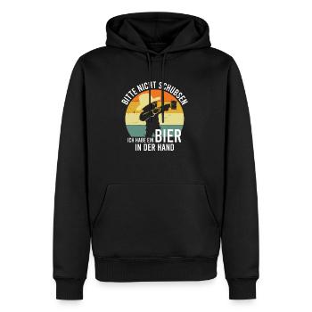 Bitte Nicht Schubsen Ich Habe Bier In Der Hand - Männer Premium Bio Hoodie - Schwarz - Vorne - Nico (187cm)