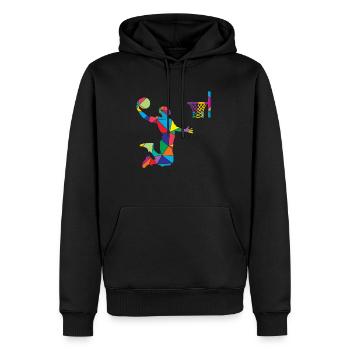 Ballon de basket-ball Low Poly Polygon - Sweat à capuche Premium bio Homme - noir - Devant - Nico (187cm)