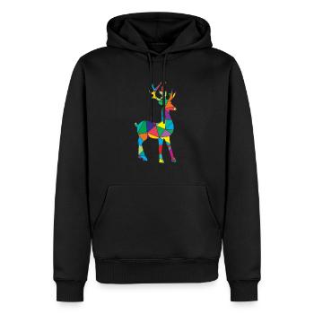 Hirsch Polygon Reh Wild Animal - Männer Premium Bio Hoodie - Schwarz - Vorne - Nico (187cm)