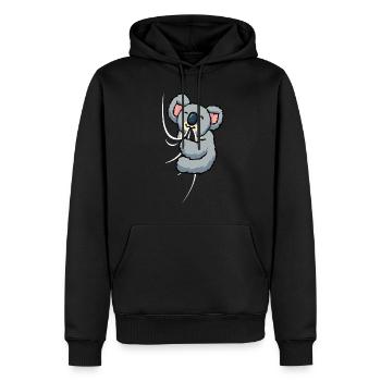 Hungriger Koala Beisst in Shirt hungriger Koala - Männer Premium Bio Hoodie - Schwarz - Vorne - Nico (187cm)