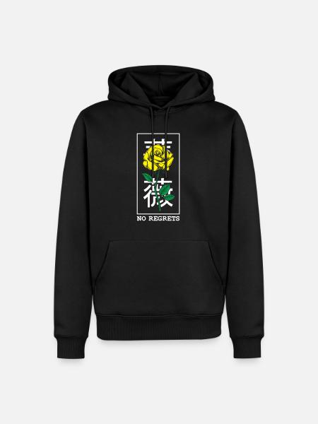 Black Rose No Regrets Floral Flower Rose - Men’s Premium Organic Hoodie - black