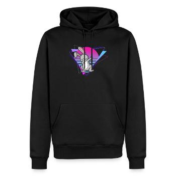 Lapin Vaporwave - Sweat à capuche Premium bio Homme - noir - Devant - Nico (187cm)
