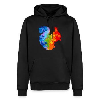 Écureuil Splash Art Animal Lover - Sweat à capuche Premium bio Homme - noir - Devant - Nico (187cm)