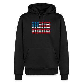 Citrouille d’Halloween Drapeau américain Patriotisme - Sweat à capuche Premium bio Homme - noir - Devant - Nico (187cm)