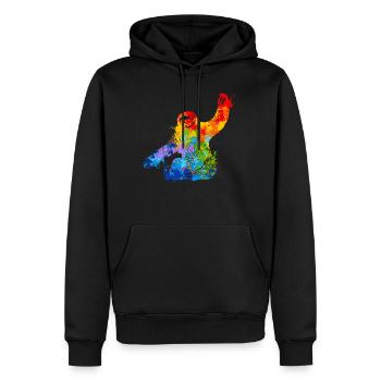 Farbspritzer Faultier Buntes Faultier - Männer Premium Bio Hoodie - Schwarz - Vorne - Nico (187cm)
