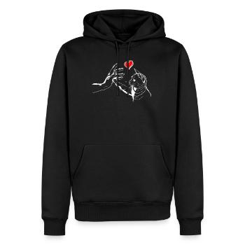 Cœur de chat High Five - Sweat à capuche Premium bio Homme - noir - Devant - Nico (187cm)