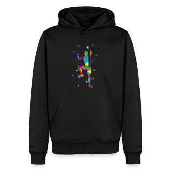 Low Poly Bergsteiger Polygon Wandklettern - Männer Premium Bio Hoodie - Schwarz - Vorne - Nico (187cm)