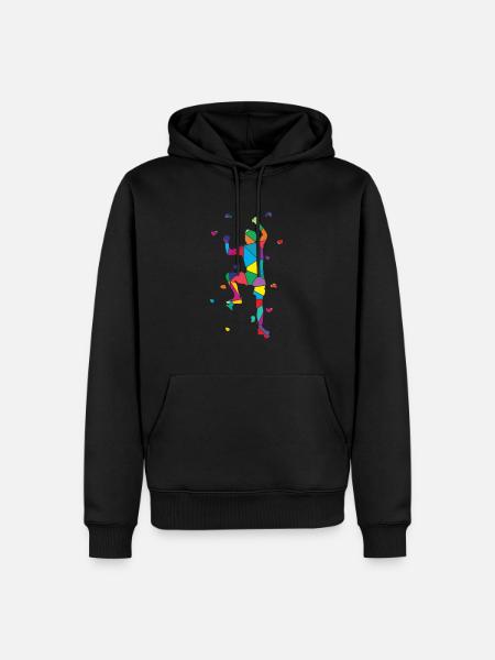 Low Poly Bergsteiger Polygon Wandklettern - Männer Premium Bio Hoodie - Schwarz