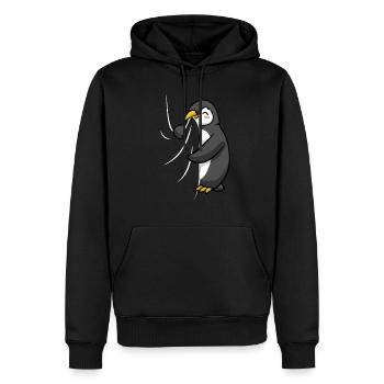 Un pingouin affamé mord dans sa chemise Drôle de pingouin - Sweat à capuche Premium bio Homme - noir - Devant - Nico (187cm)