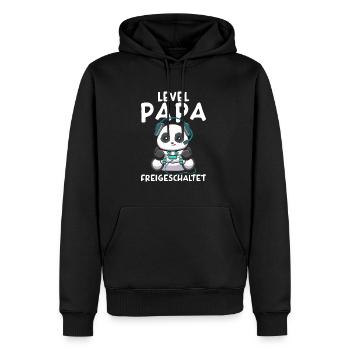 Level Papa freigeschaltet Panda Gamer Vater - Männer Premium Bio Hoodie - Schwarz - Vorne - Nico (187cm)