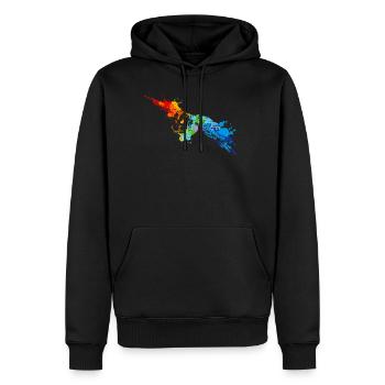 Sprühfarbe Eule Bunte Eule - Männer Premium Bio Hoodie - Schwarz - Vorne - Nico (187cm)