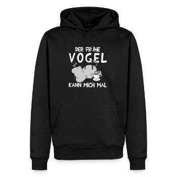 Der Frühe Vogel kann mich mal Elefant Kaffee - Männer Premium Bio Hoodie - Schwarz - Vorne - Nico (187cm)