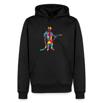 Pompier polygonal de la brigade des pompiers - Sweat à capuche Premium bio Homme - noir - Devant - Nico (187cm)