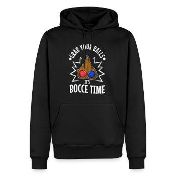 Grab your balls its bocce time - Men’s Premium Organic Hoodie - black - Front - Nico (187cm)