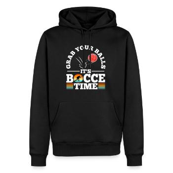 Grab your balls its bocce time - Men’s Premium Organic Hoodie - black - Front - Nico (187cm)
