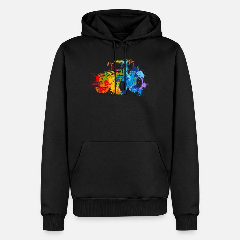 Splash Traktor - Männer Premium Bio Hoodie - Schwarz