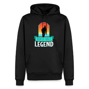 Légende de la pétanque - Sweat à capuche Premium bio Homme - noir - Devant - Nico (187cm)