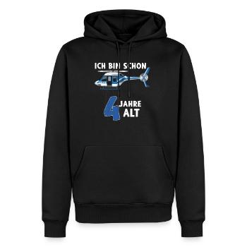 Polizei Hubschrauber 4. Geburtstag - Männer Premium Bio Hoodie - Schwarz - Vorne - Nico (187cm)