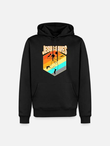 Jesus and Volleyball - Men’s Premium Organic Hoodie - black