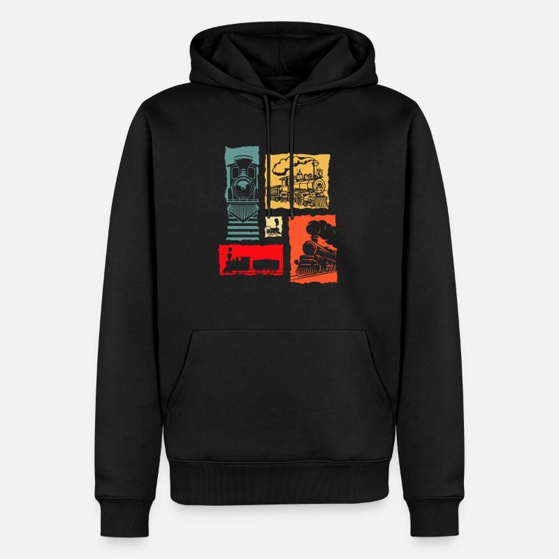 Train rétro - Sweat à capuche Premium bio Homme - noir