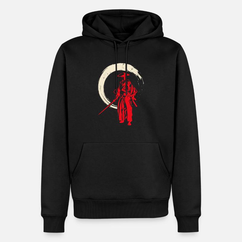 Retro Samurai Krieger - Männer Premium Bio Hoodie - Schwarz