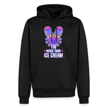 I love you more than ice cream - Männer Premium Bio Hoodie - Schwarz - Vorne - Nico (187cm)