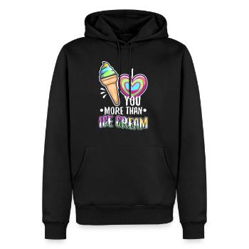 I love you more than ice cream - Männer Premium Bio Hoodie - Schwarz - Vorne - Nico (187cm)