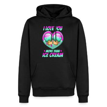 I love you more than ice cream - Men’s Premium Organic Hoodie - black - Front - Nico (187cm)