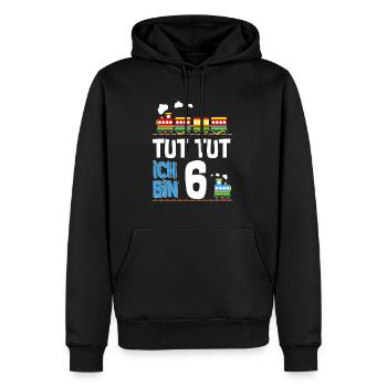 6. Geburtstag Tut Tut Eisenbahn Zug 6 Jahre - Männer Premium Bio Hoodie - Schwarz - Vorne - Nico (187cm)