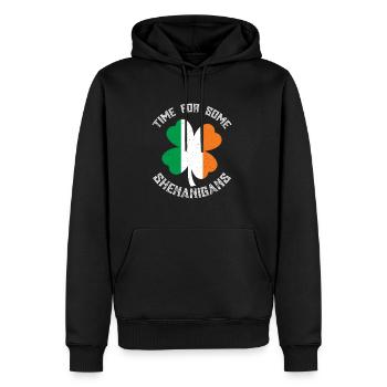Irland Kleeblatt Shenanigans Saint Patrick’s Day - Männer Premium Bio Hoodie - Schwarz - Vorne - Nico (187cm)