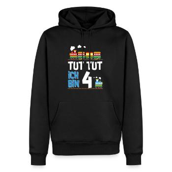 4. Geburtstag Tut Tut Eisenbahn Zug 4 Jahre - Männer Premium Bio Hoodie - Schwarz - Vorne - Nico (187cm)