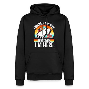 Cornhole and beer thats why im here - Men’s Premium Organic Hoodie - black - Front - Nico (187cm)